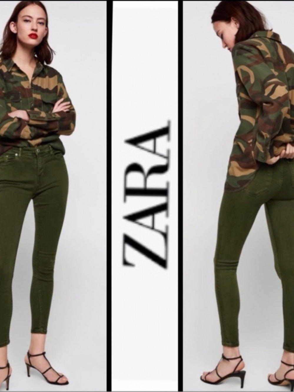 ZARA Olive Green Skinny Jean - Picture 1 of 6